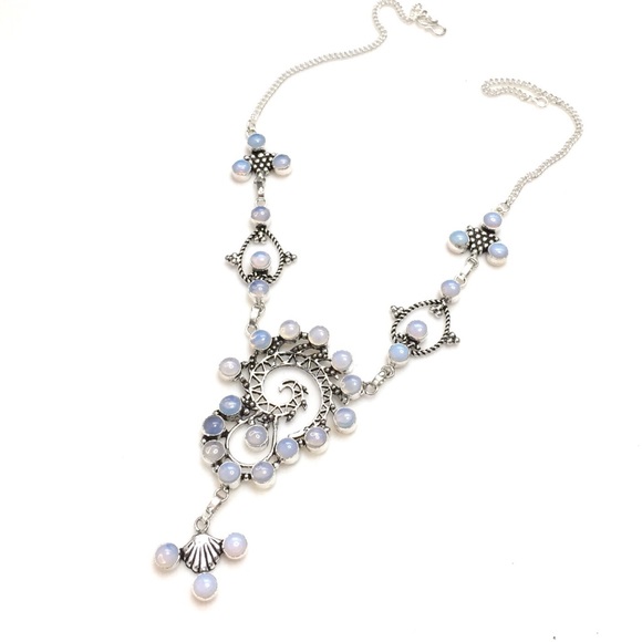 Jewelry - Bohemian Gypsy Style Opalite Necklace 925